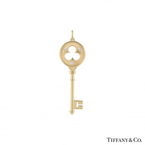 Tiffany & Co. Yellow Gold Diamond Clover Key Pendant